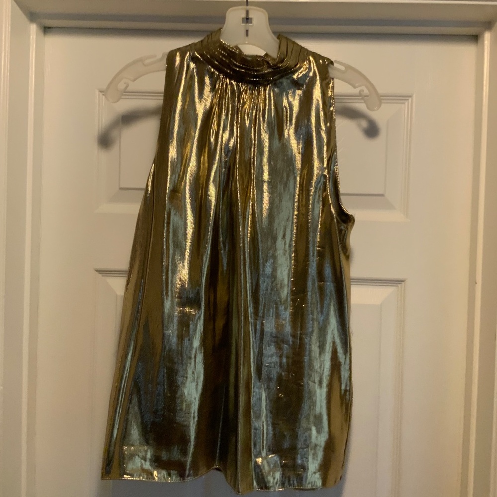 Julie Durochē for after five Sleeveless Gold Turtleneck Top Size 10